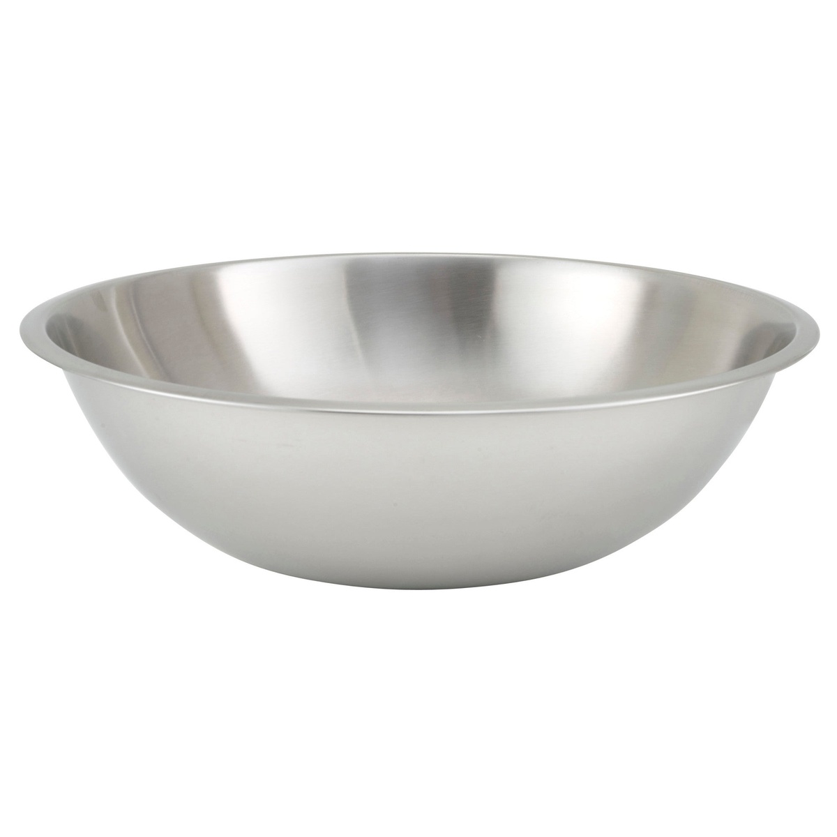 Winco MXHV-1600 16 Qt. shallow heavy-duty stainless steel mixing bowl with wide reinforced rim