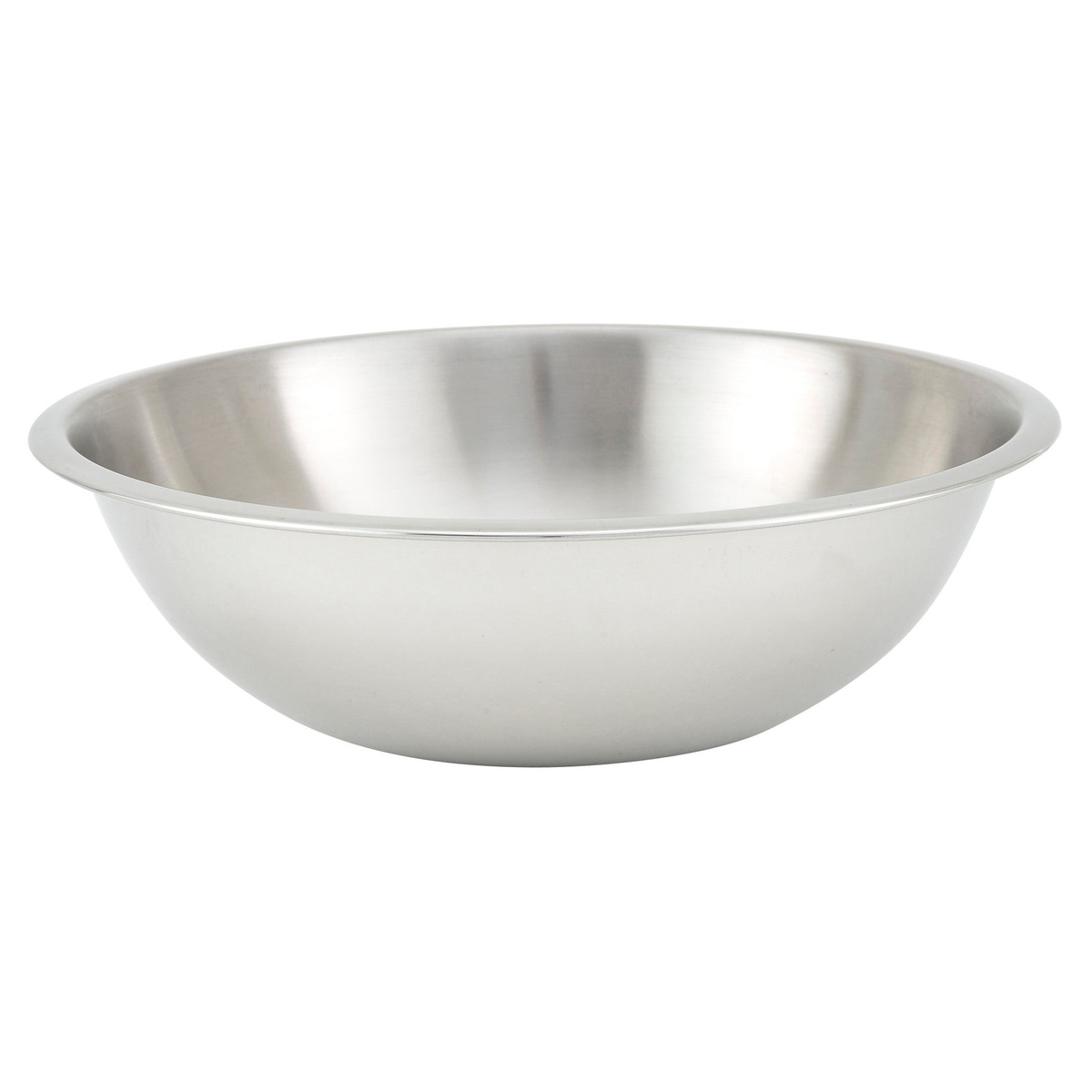 Winco MXHV-500 5-quart shallow stainless steel mixing bowl with reinforced rim, product-only view