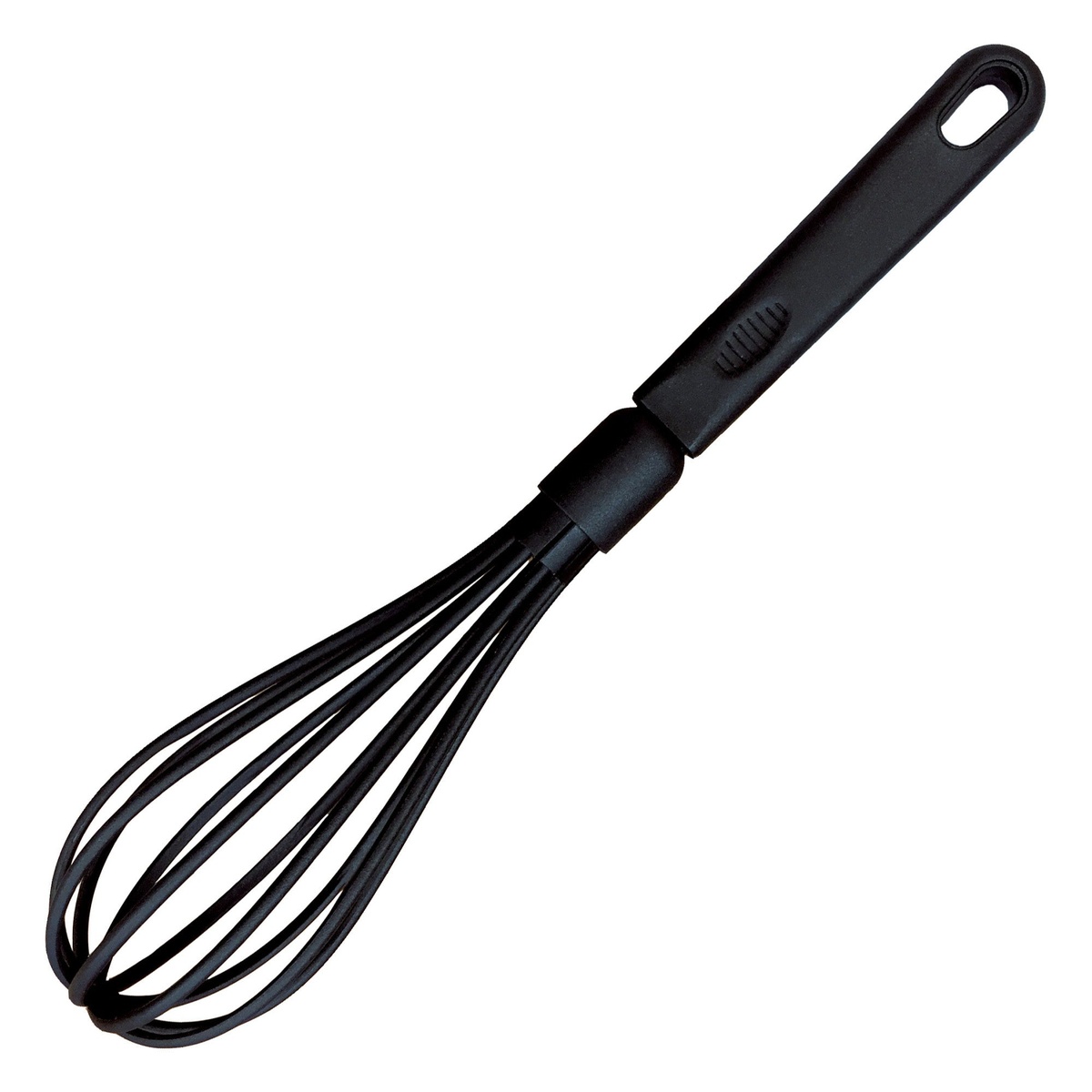 Winco NC-WP 12-inch black nylon whisk with hanging hole and flexible tines