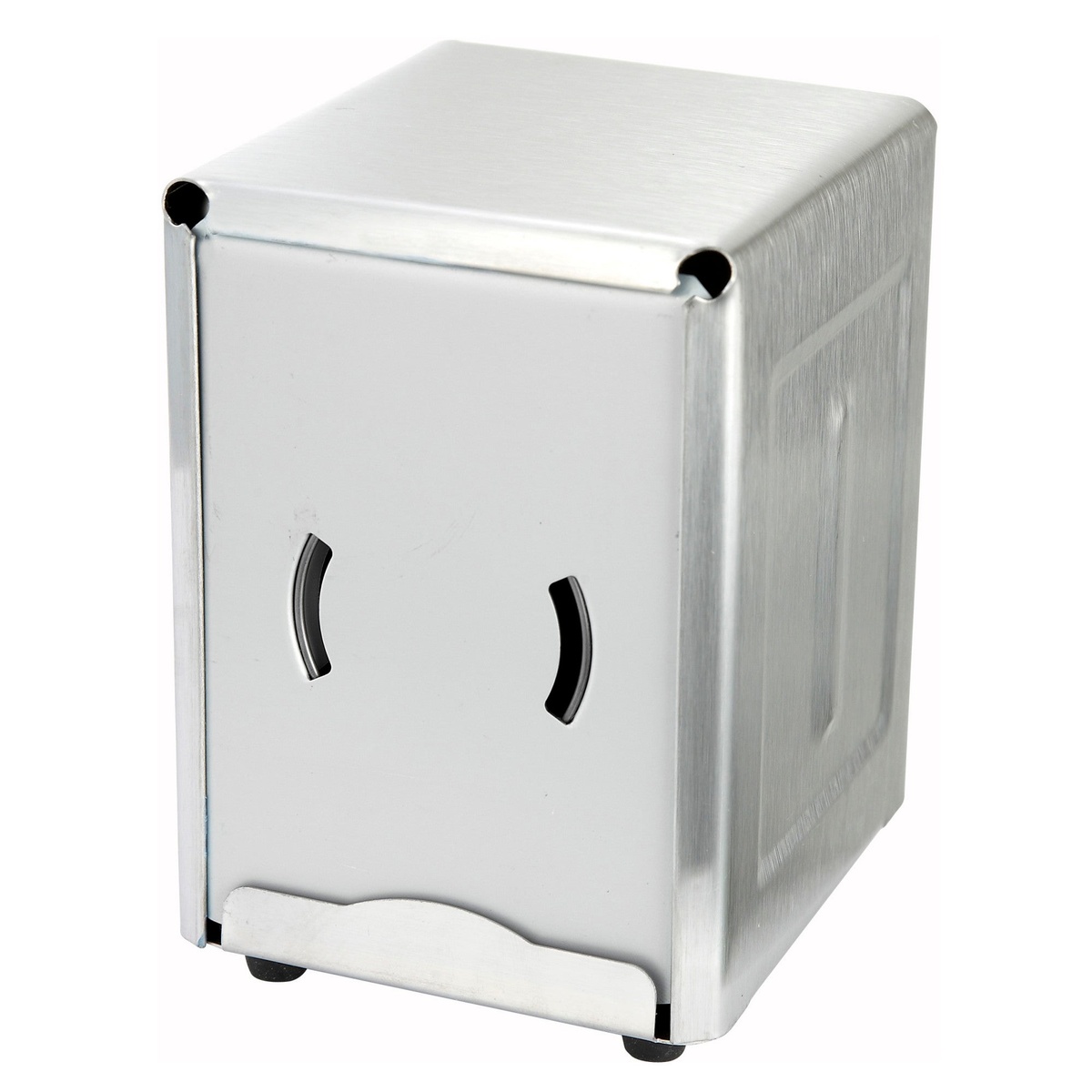 Winco NH-5 stainless steel half-size countertop napkin dispenser with rubber feet