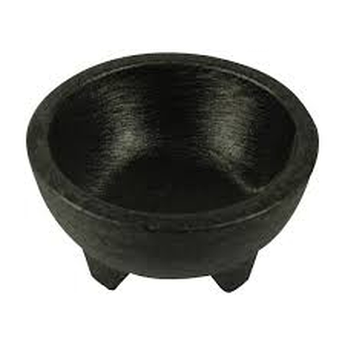 H.S. Inc. NHS1006-CH charcoal polypropylene molcajete dish showing bowl interior and three-legged base