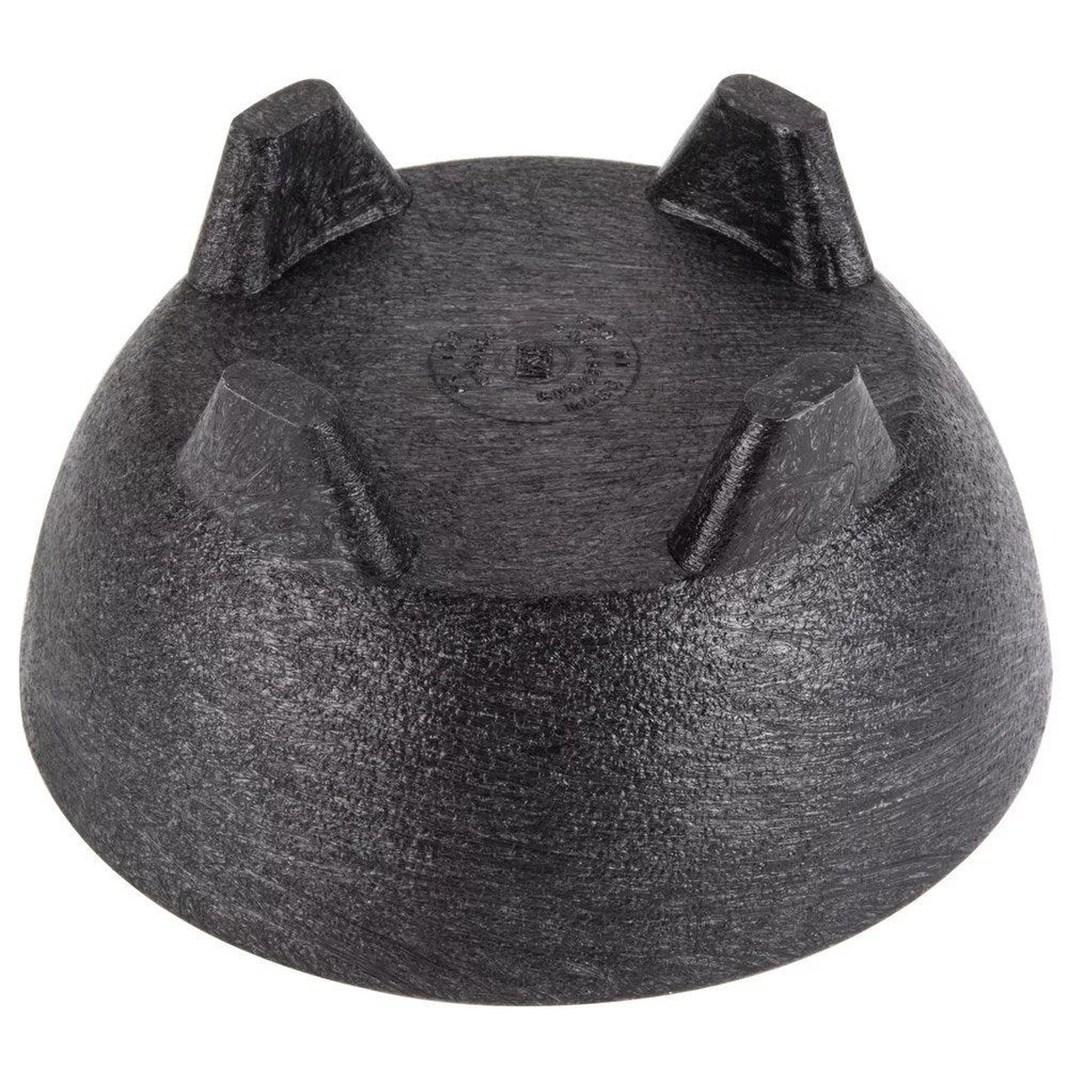 Underside of H.S. Inc. NHS1006-CH molcajete showing three molded legs and NSF approval stamp