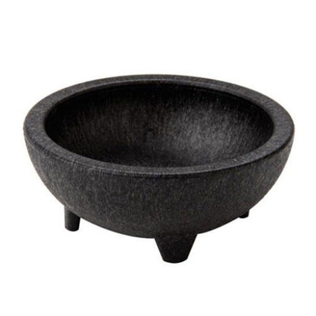 H.S. Inc. NHS1008-CH charcoal polypropylene molcajete chico bowl with three legs, front view