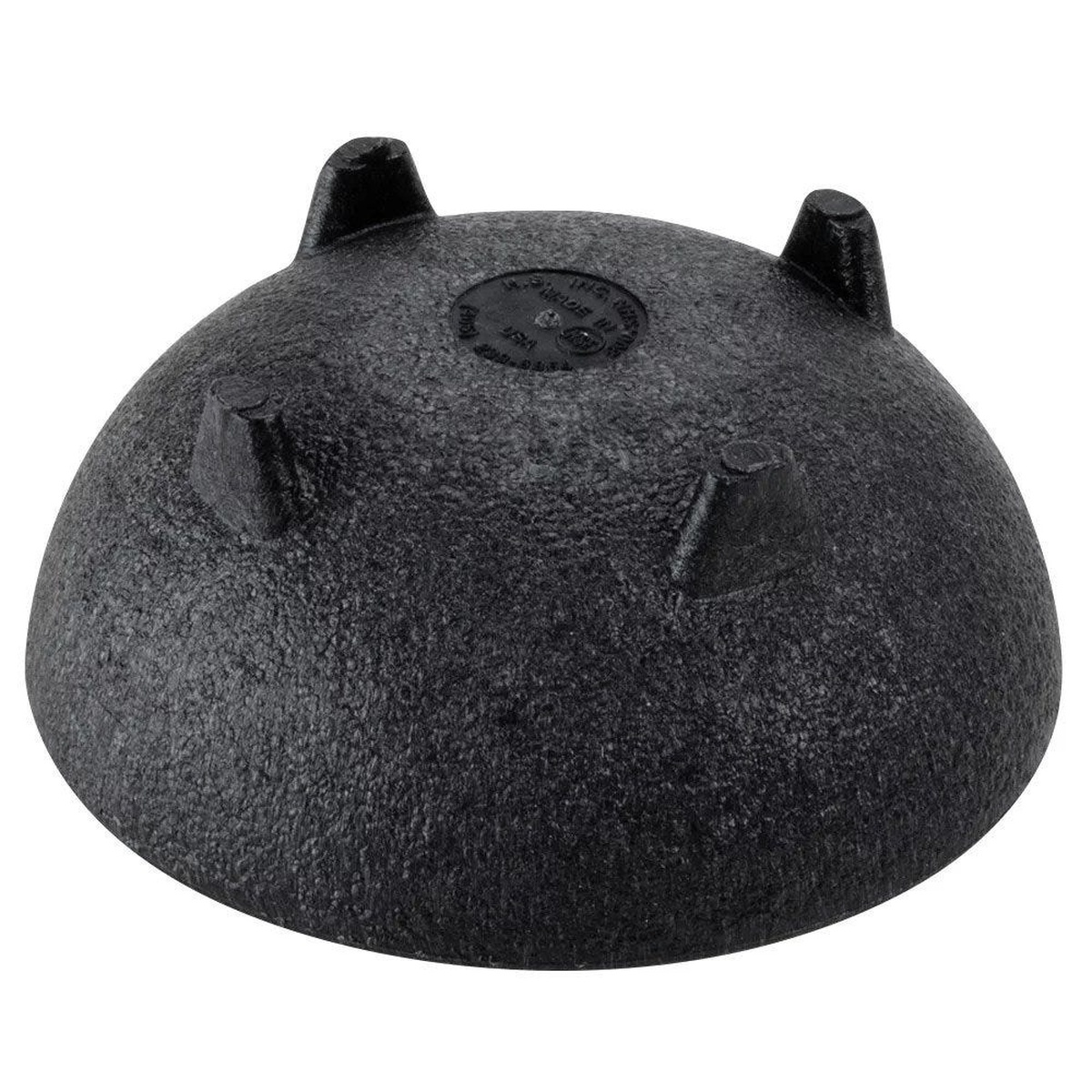 H.S. Inc. NHS1008-CH molcajete bowl underside showing three stabilizing feet and manufacturer stamp
