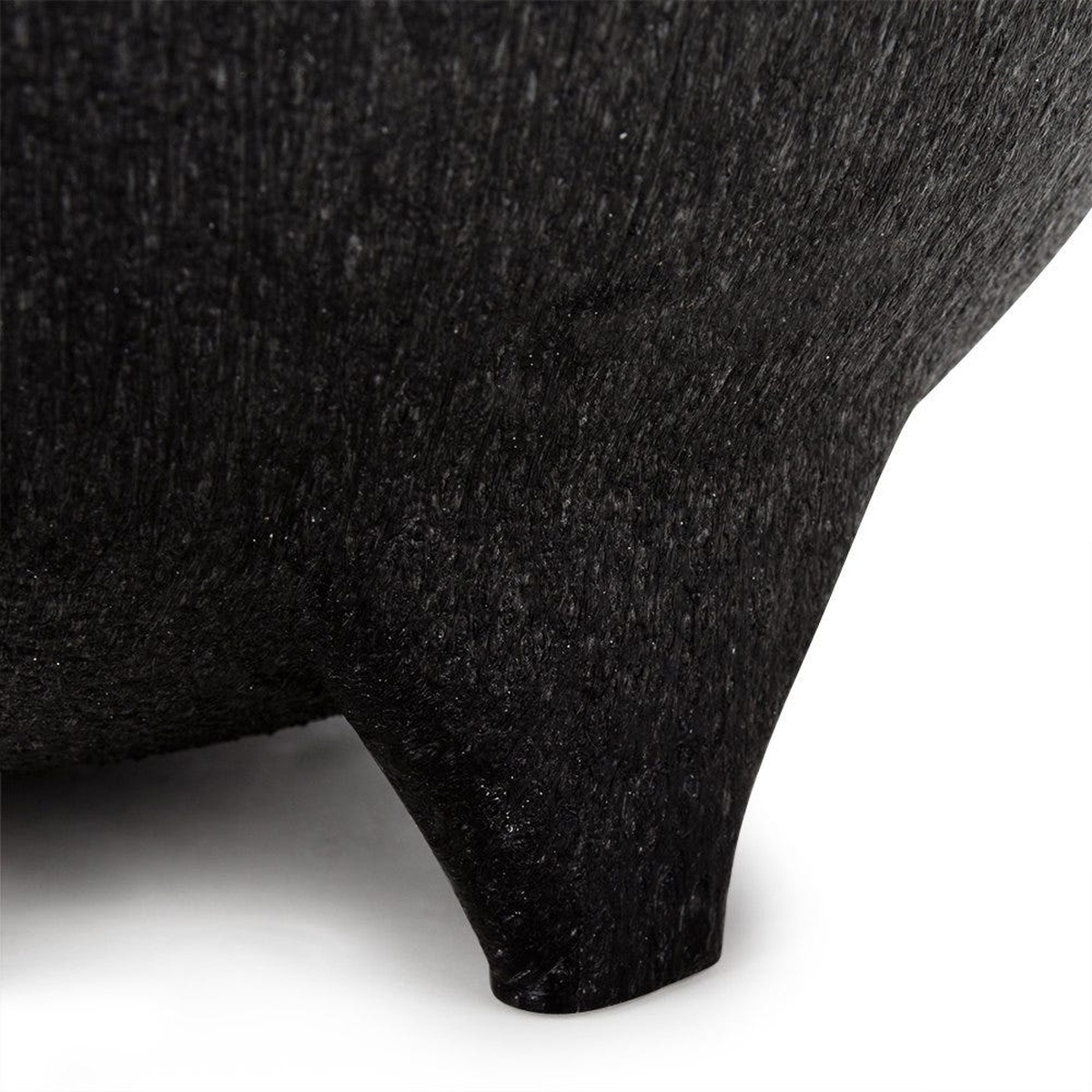 Close-up detail of the NHS1021-CH molcajete base legs showing charcoal textured polypropylene finish