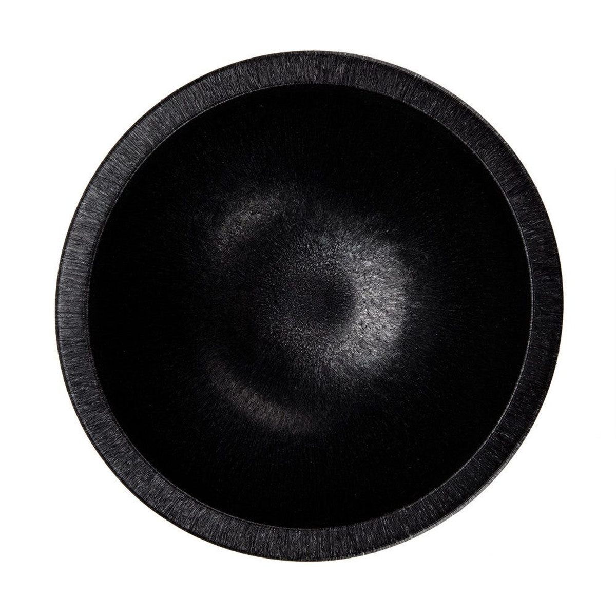Top-down view of the NHS1021-CH molcajete interior bowl showing charcoal texture and deep capacity