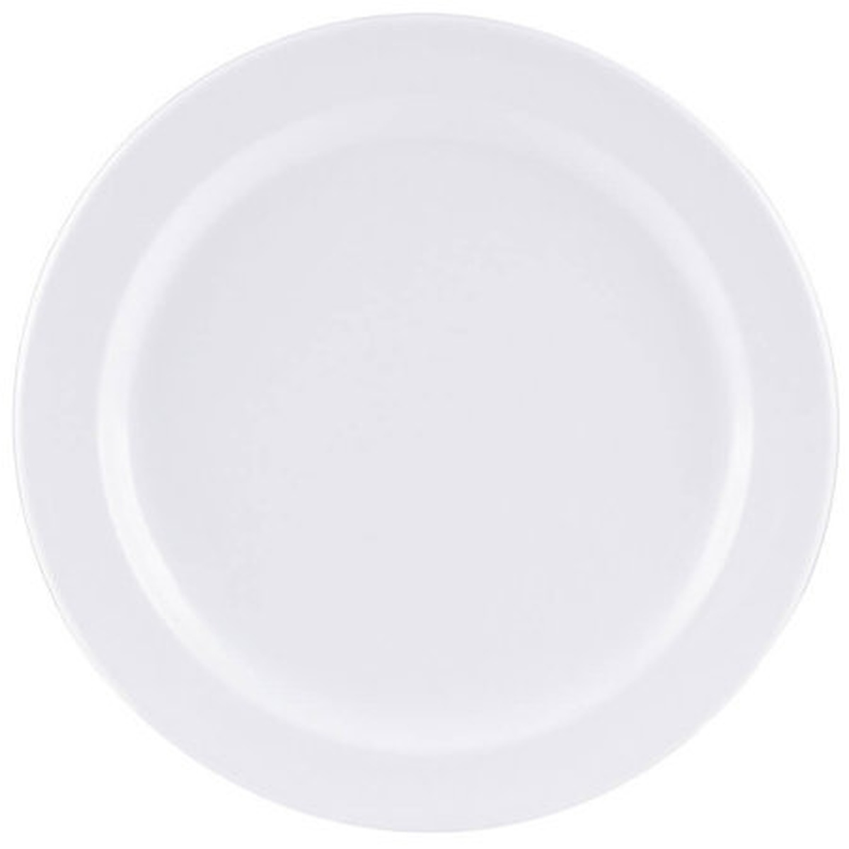 Thunder Group NS105W white round melamine plate, top-down view showing narrow rim design