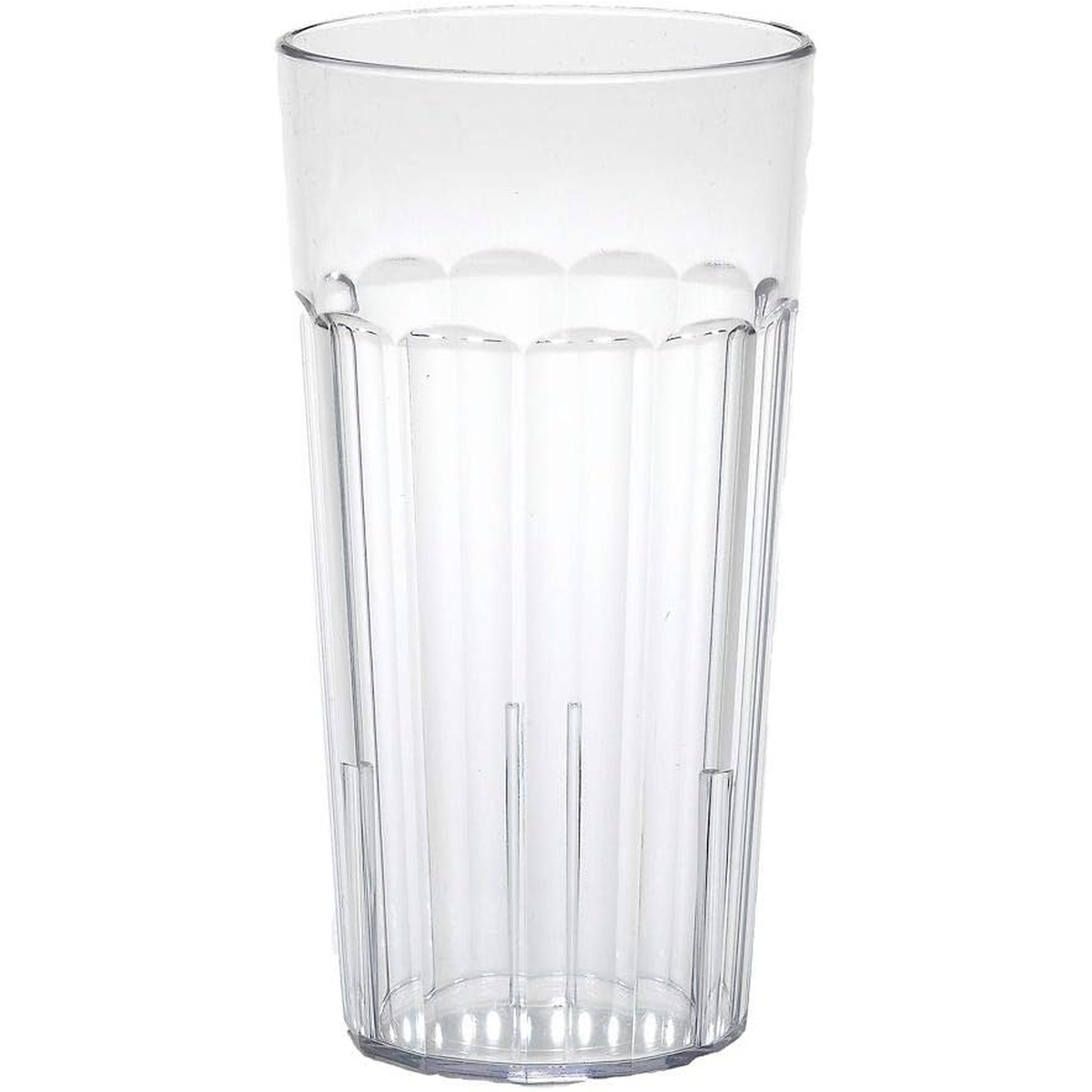 Cambro NT20152 Newport clear 22 oz fluted plastic tumbler on white background