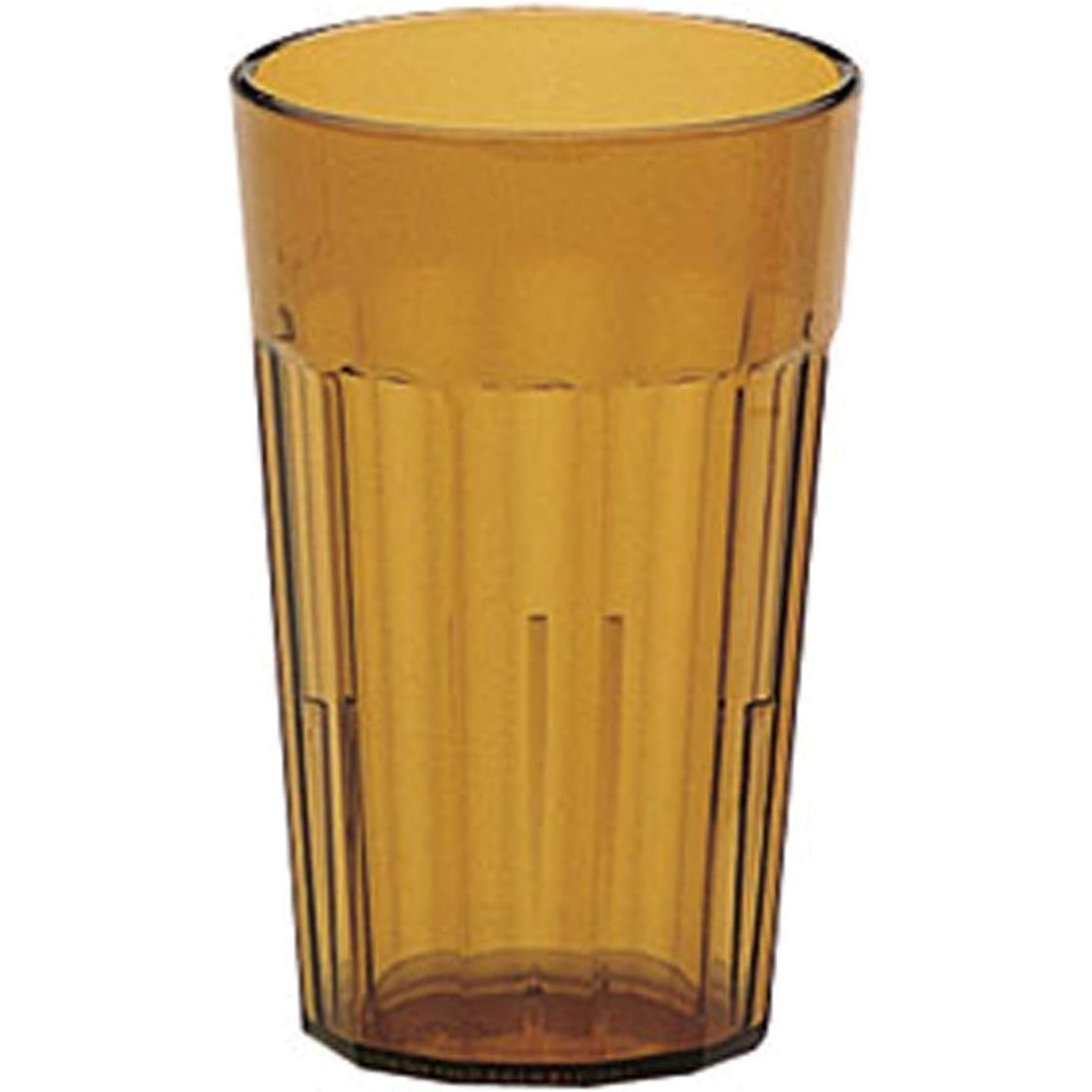 Cambro NT20153 Newport 22 oz amber fluted plastic tumbler