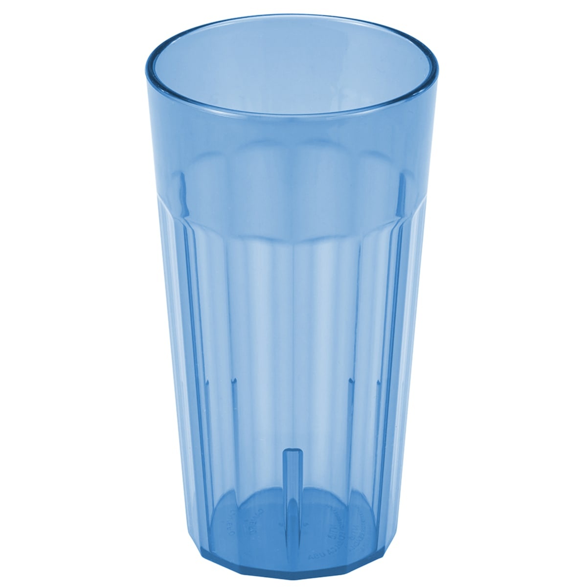 Cambro NT20401 Newport 22 oz Slate Blue fluted SAN plastic tumbler on white background