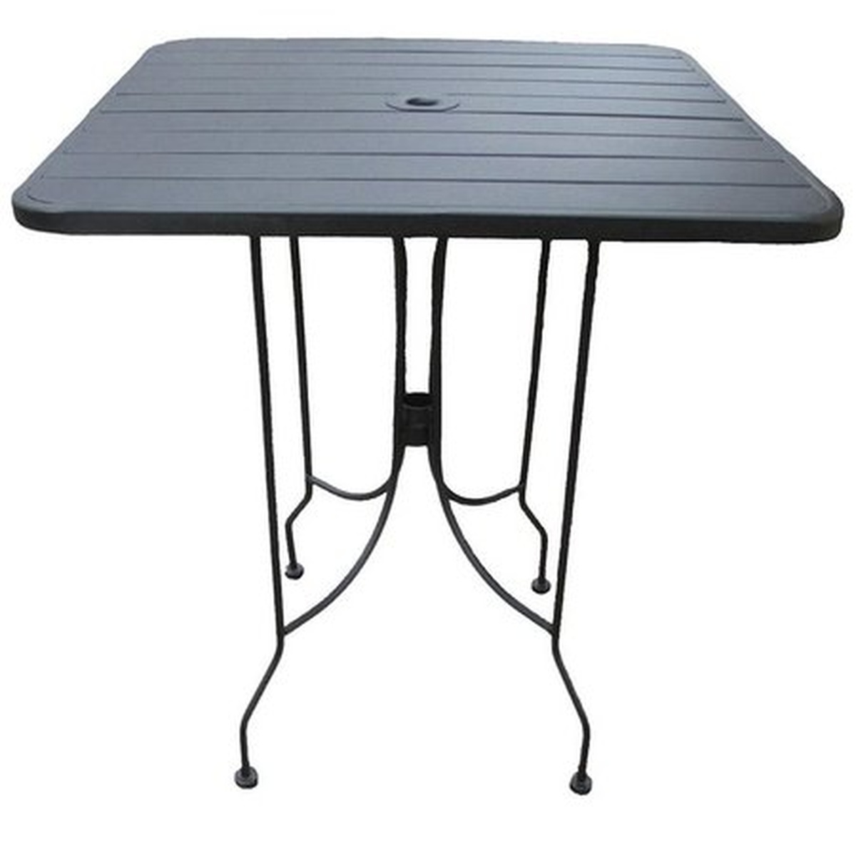 Oak Street Manufacturing OB3030-STD 30x30 black square steel Boardwalk table with rolled steel top and steel base