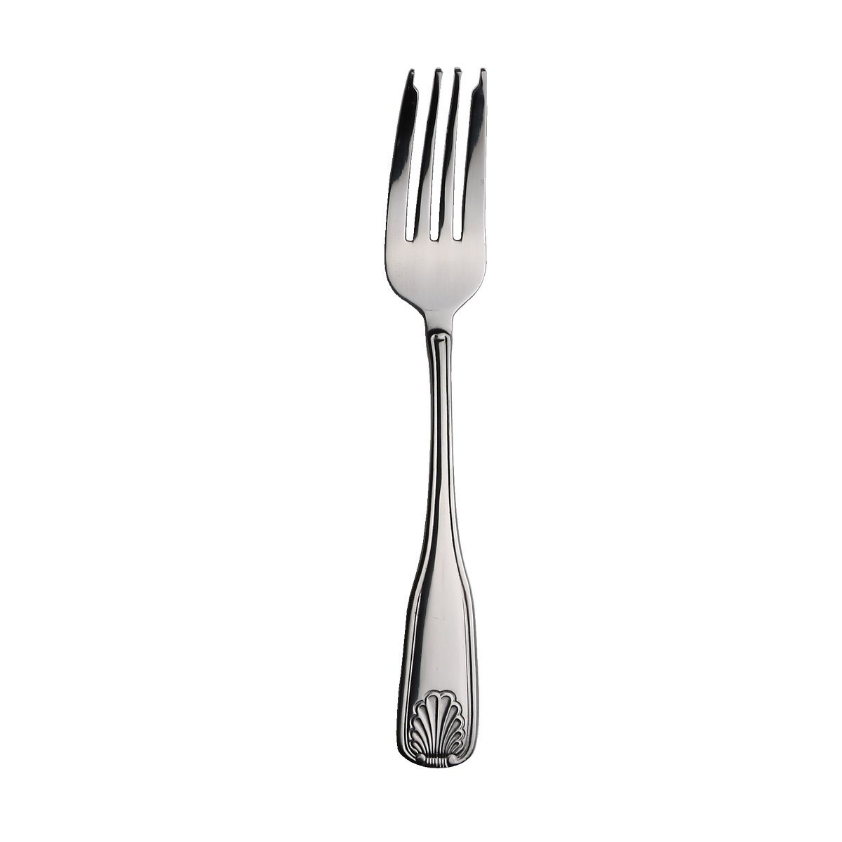 Libertyware OCN7 Oceans Salad Fork, mirror-polished with shell motif handle