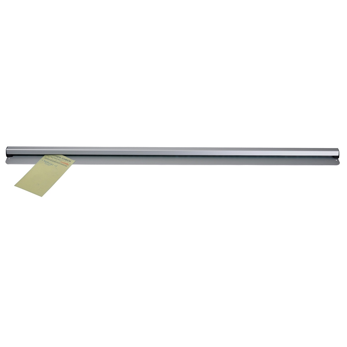 Winco ODR-36N 36-inch silver aluminum order rack with a kitchen check ticket clipped to the left end