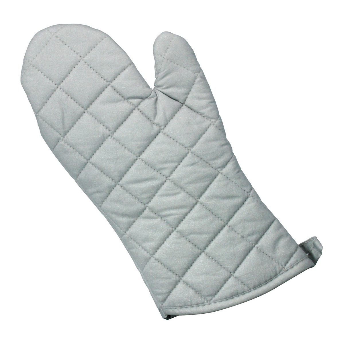 Winco OMS-13 gray quilted silicone-coated 13-inch oven mitt with loop hook