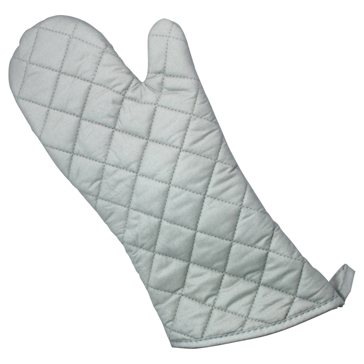 Winco OMS-15 15-inch quilted silicone-coated oven mitt in light gray on white background