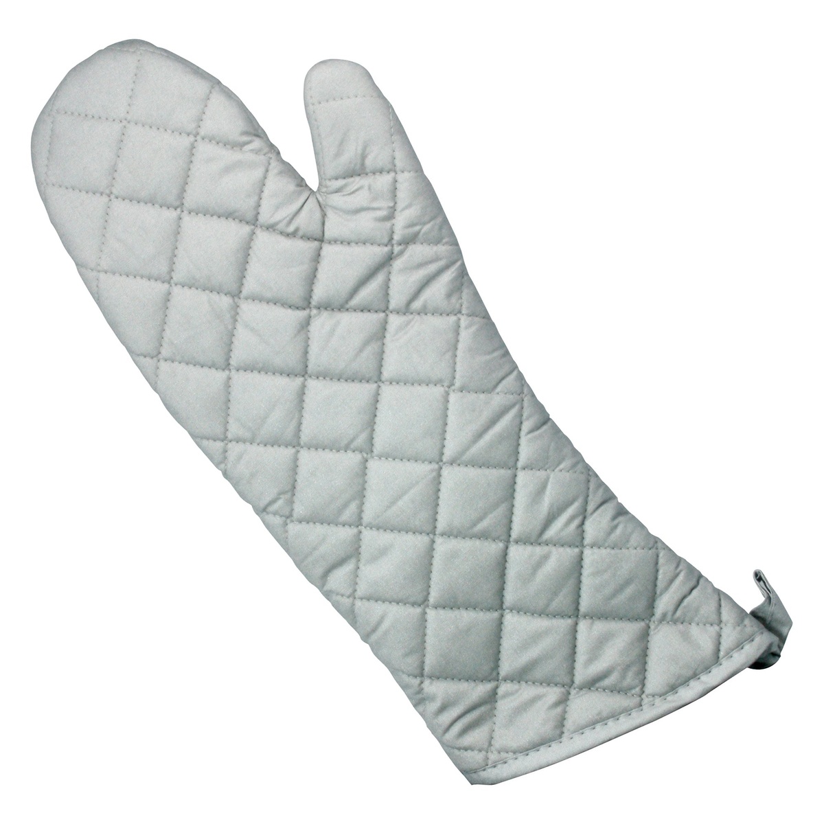 Winco OMS-17 17-inch gray quilted cotton oven mitt with silicone coating and hanging loop