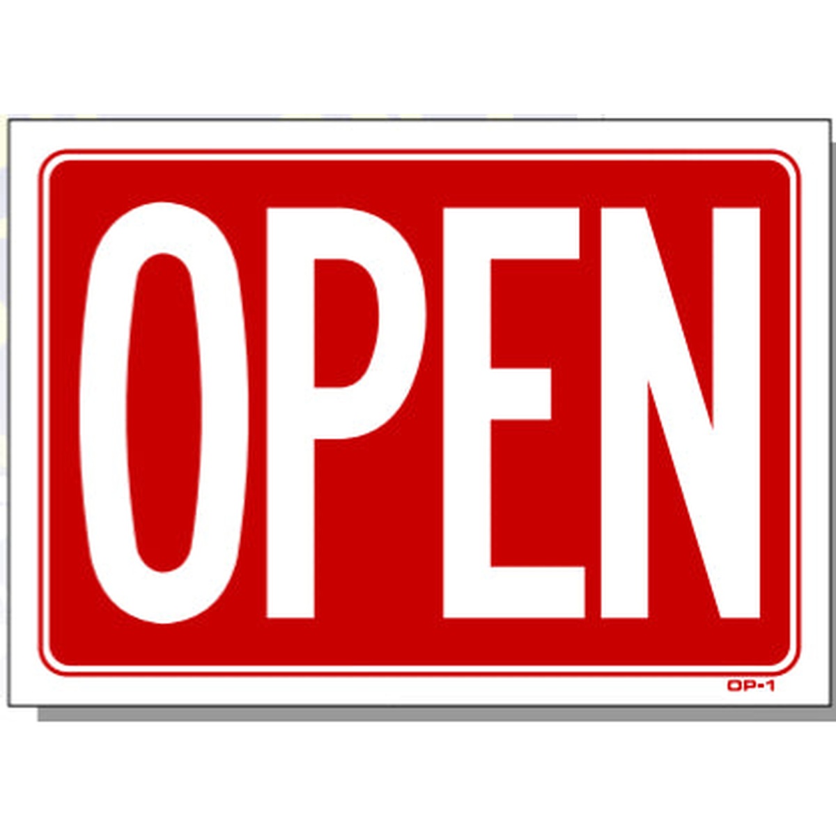 T&J Signs OP-1 Open/Closed plastic sign showing red and white OPEN face