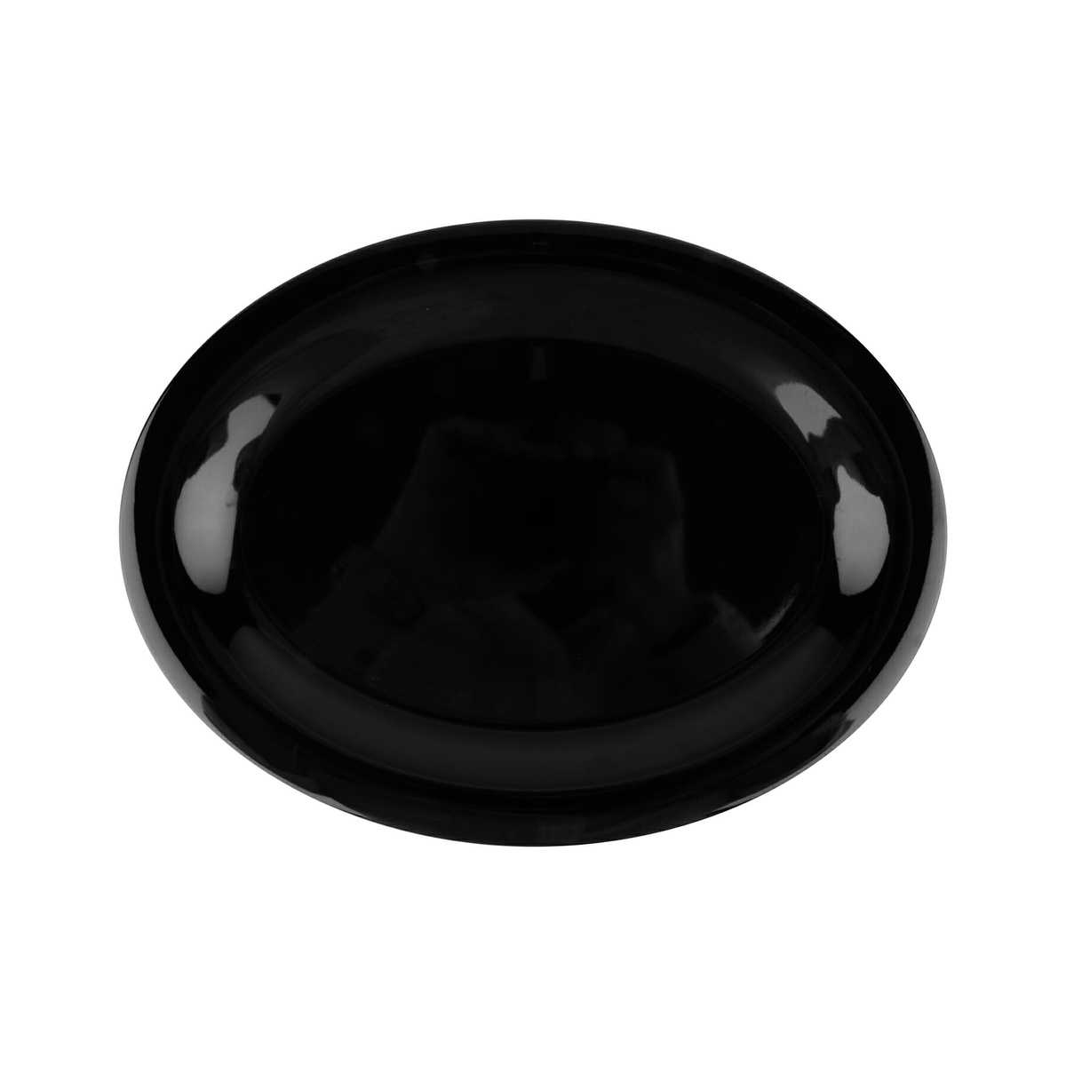 GET Enterprises OP-120-BK black oval melamine platter top-down view showing full serving surface