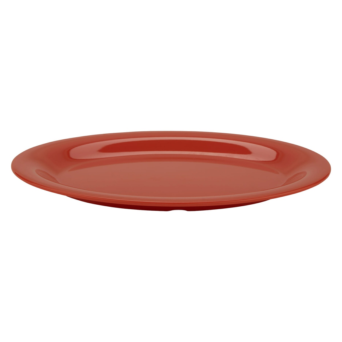 G.E.T. Enterprises Diamond Mardi Gras oval melamine platter, low-angle side perspective showing slim profile and smooth rim