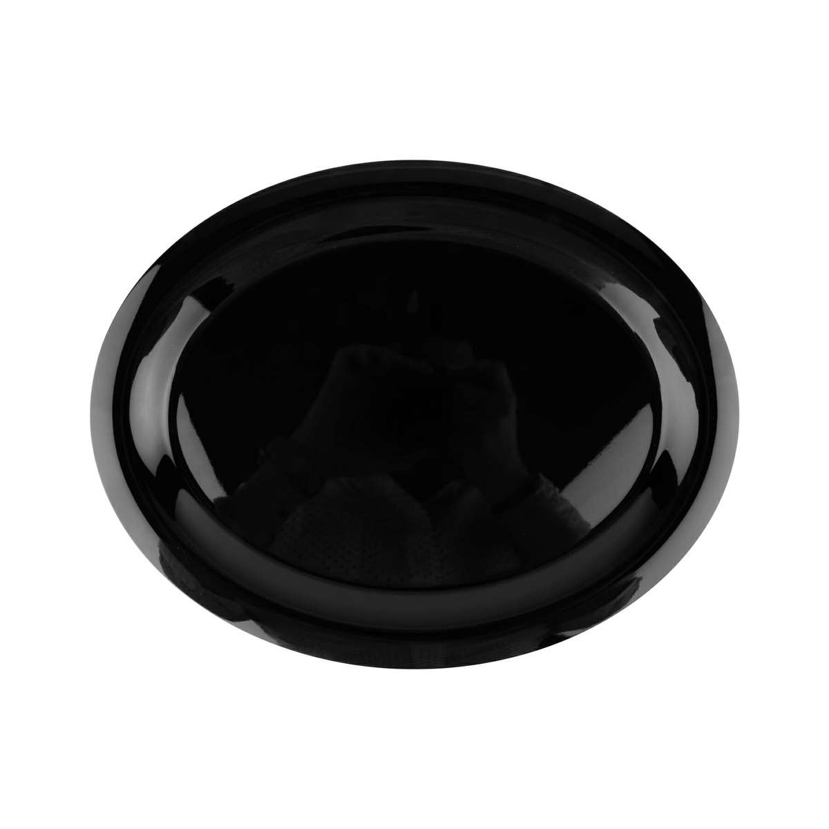 GET OP-135-BK black oval melamine platter top-down view showing full surface area