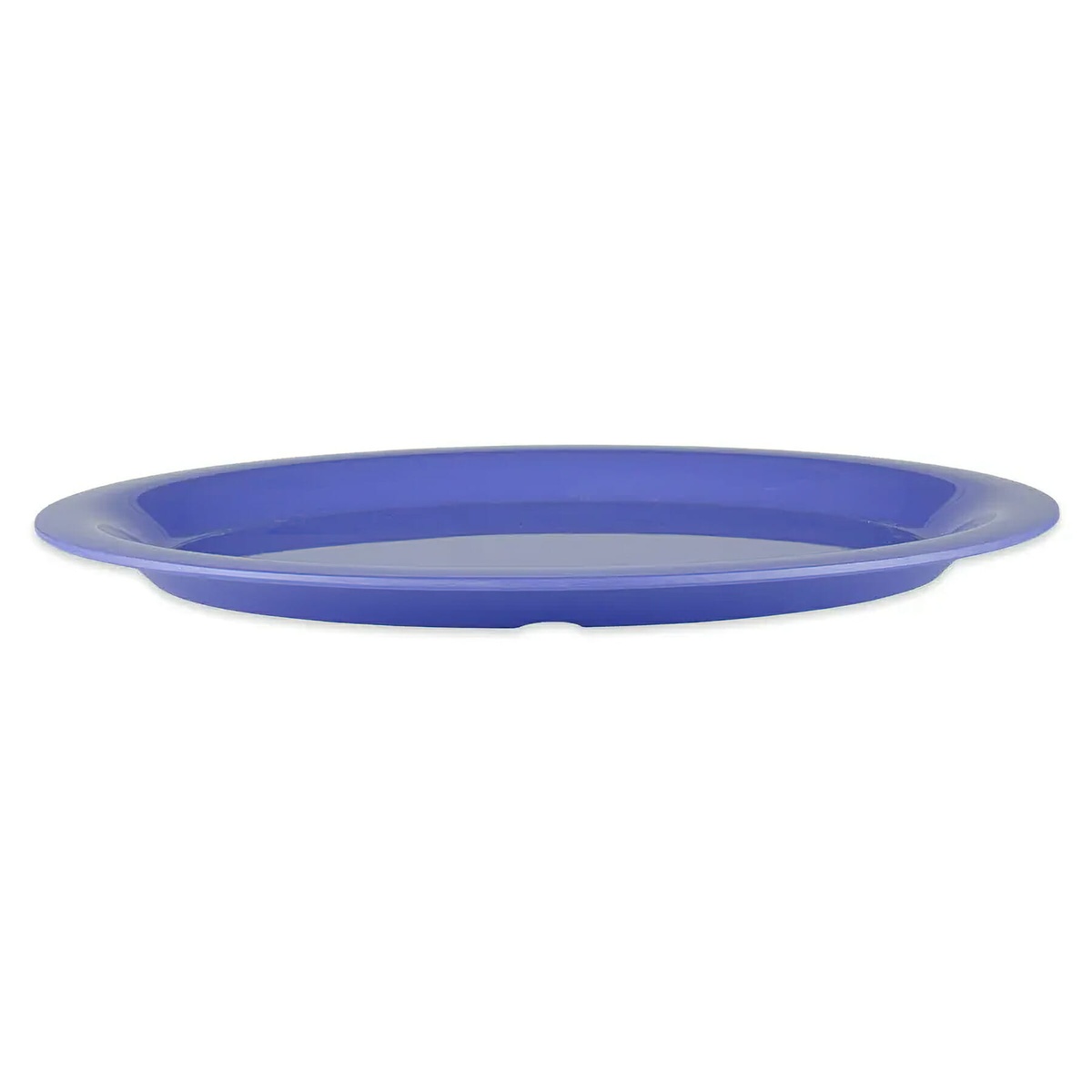 GET Enterprises OP-135-BK Black Elegance oval melamine platter, side profile view showing platter depth and rim