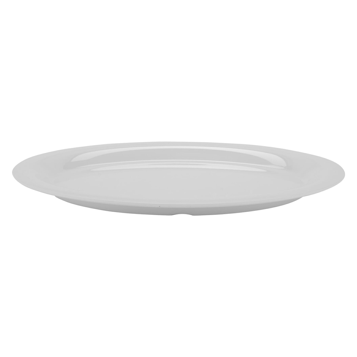 GET Enterprises OP-135-RO oval melamine platter, side profile view showing low-profile depth
