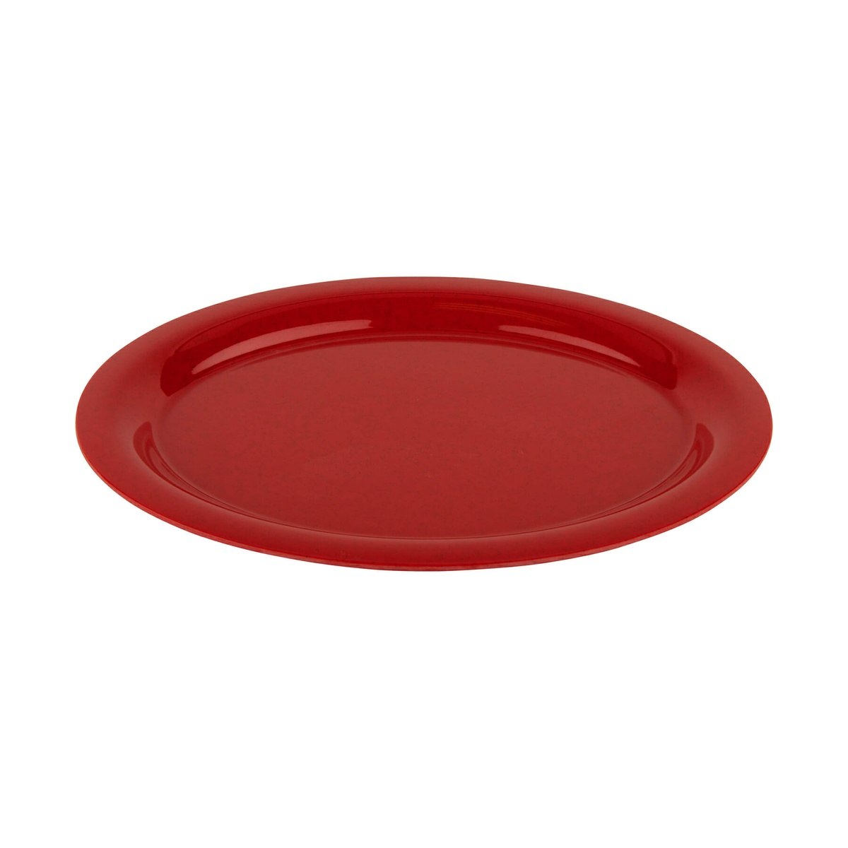 G.E.T. Enterprises OP-135-RSP Red Sensation oval melamine platter, angled side view showing glossy red finish and wide rim