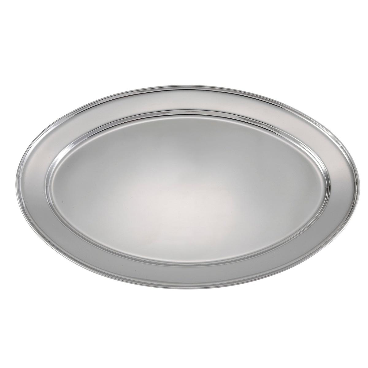 Winco OPL-18 18-inch oval stainless steel serving platter with polished silver finish