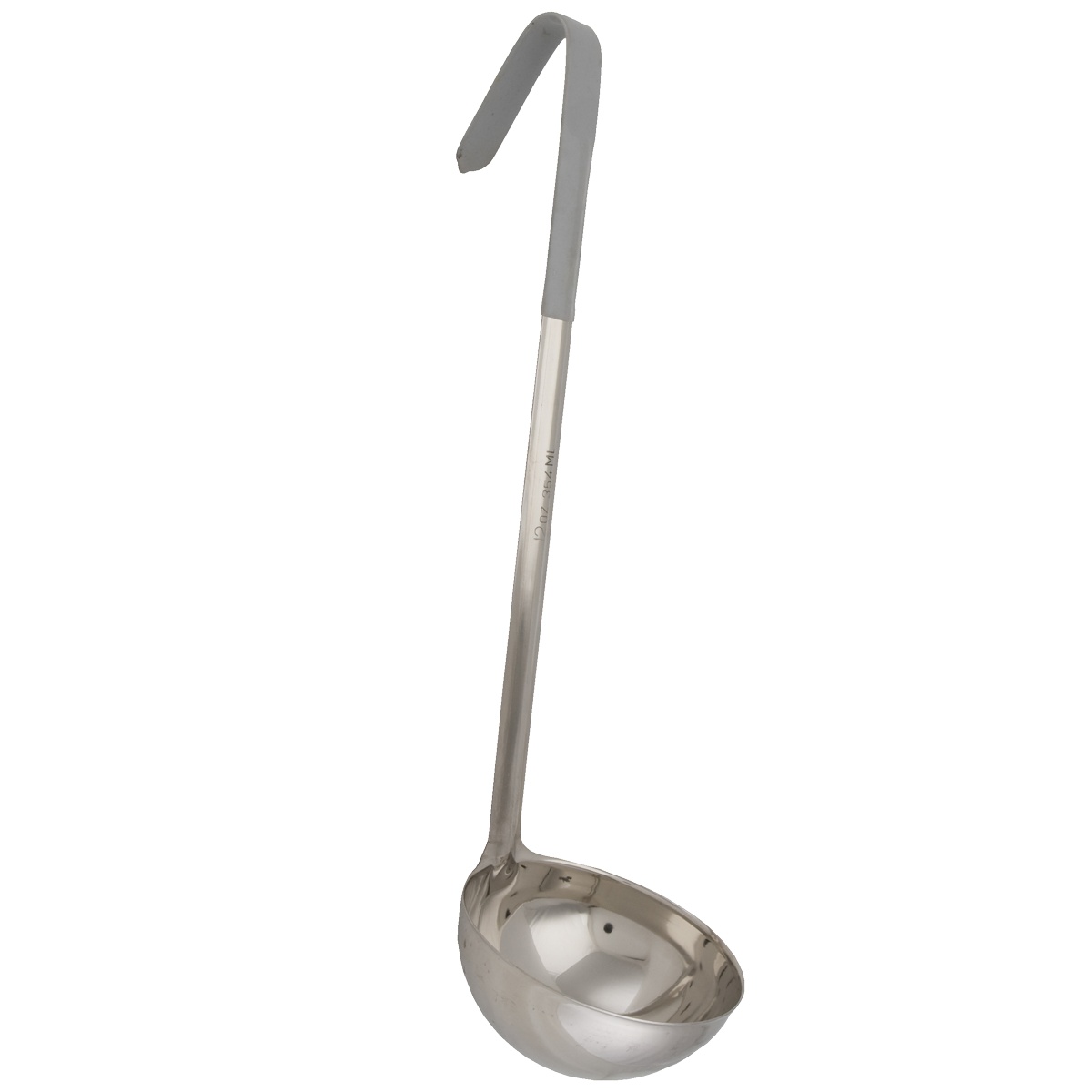 Libertyware OPL12 12 oz one-piece stainless steel ladle with grey PVC coated handle