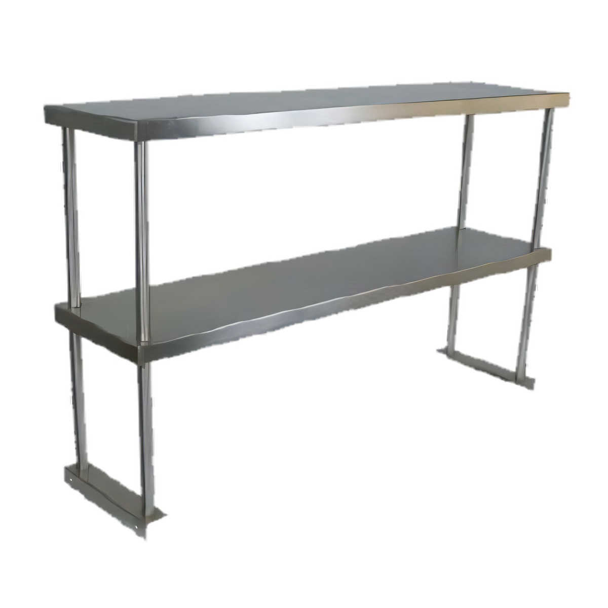 John Boos OS-ED-1260-X double stainless steel economy overshelf with adjustable lower shelf and square turndown edge