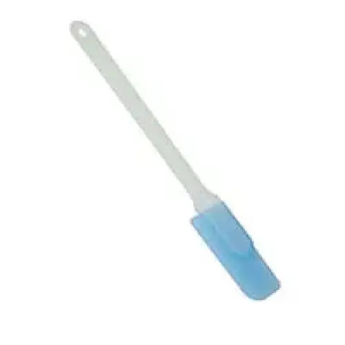 Thunder Group OW364 flexible plastic spatula scraper with blue blade and clear handle featuring a hanging hole