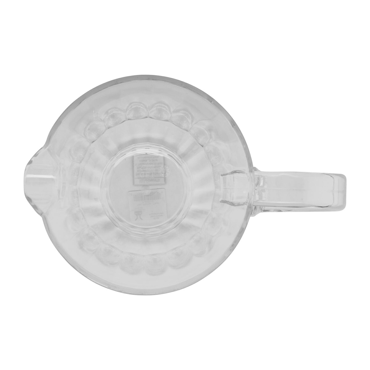 GET Enterprises Tahiti clear polycarbonate pitcher, top-down view showing scalloped base detail