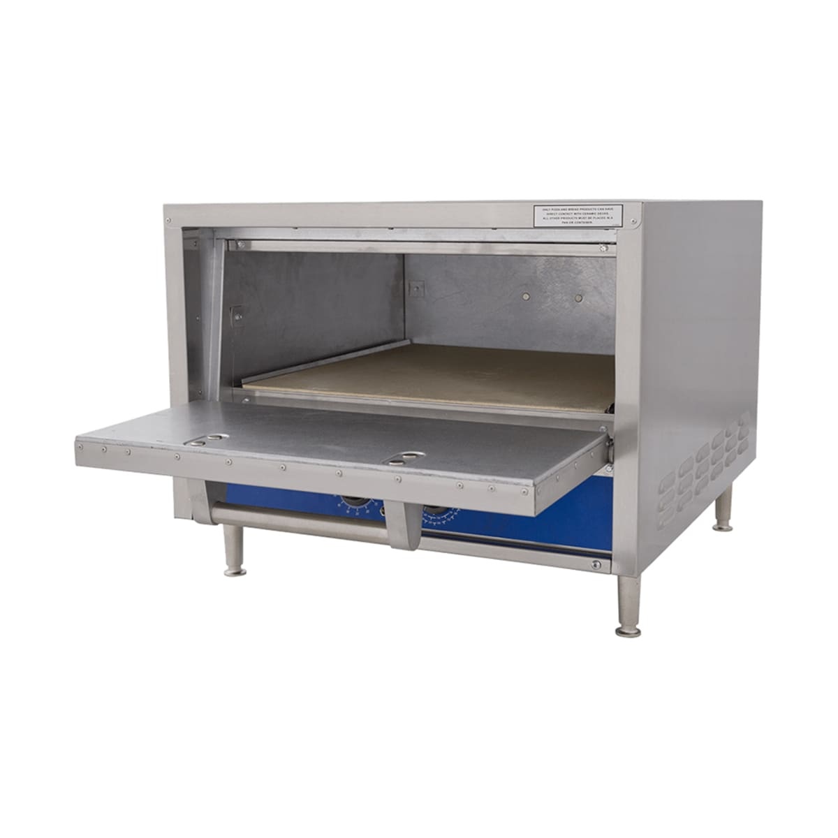Bakers Pride P24S countertop deck oven with door open, front angle view