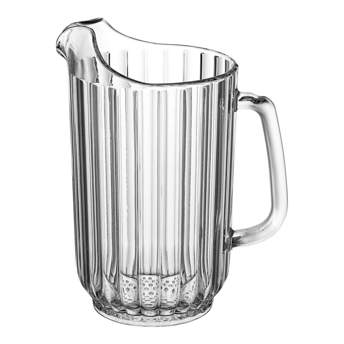 Cambro P480CW135 Camwear 48 oz clear polycarbonate pitcher with ribbed body and ergonomic handle