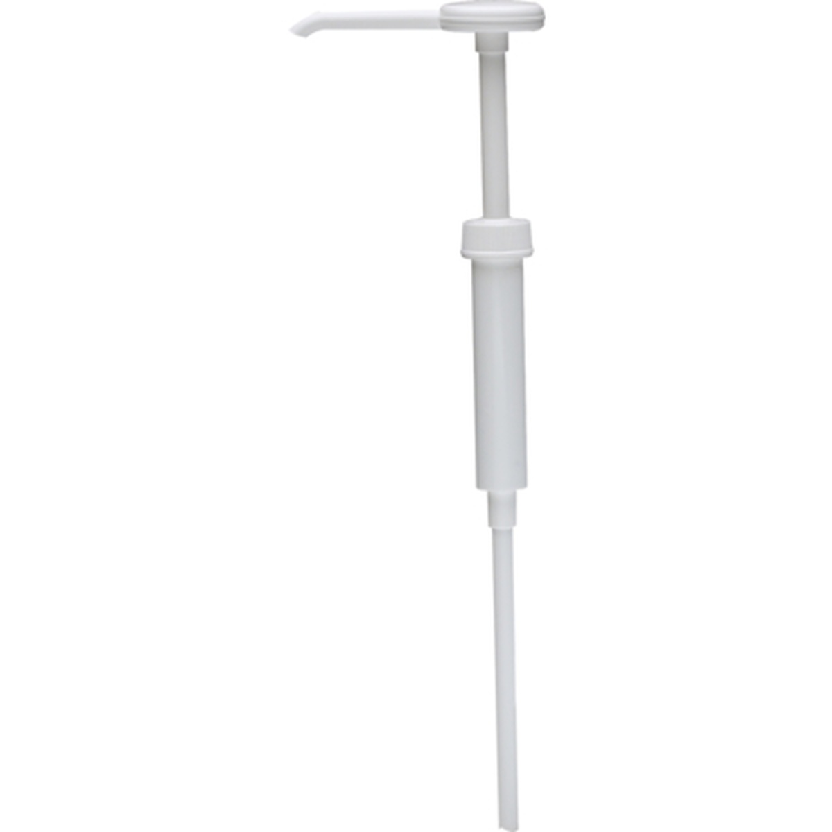 White economy condiment pump with 5 inch dip tube