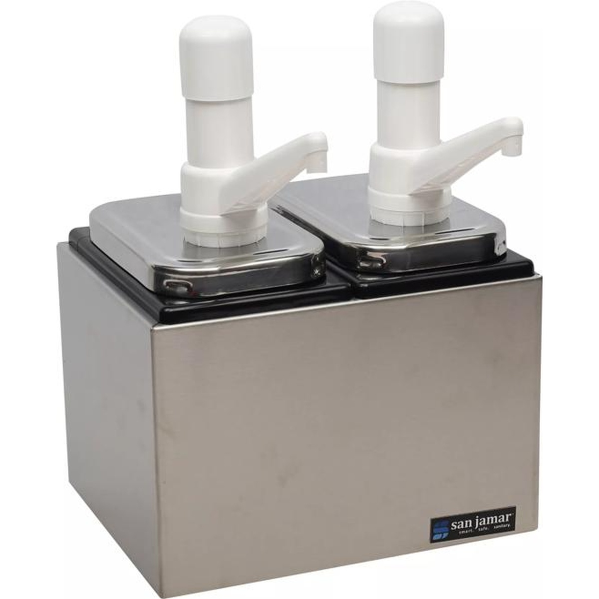 Side profile of the stainless steel condiment pump station