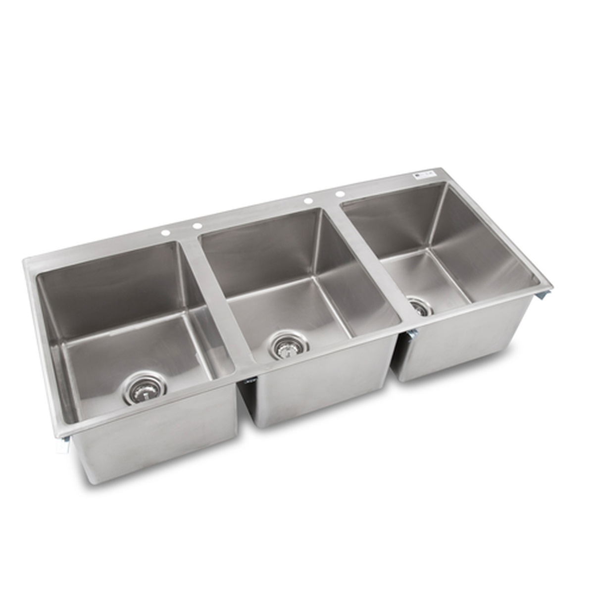 John Boos Pro-Bowl three-compartment stainless steel drop-in sink with three deep bowls and basket drains