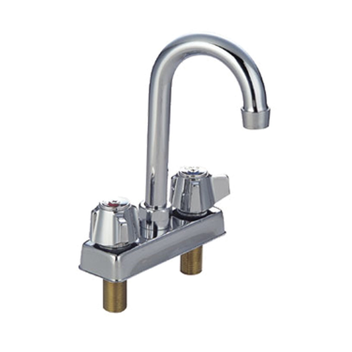 John Boos PBF-4-D-LF-X chrome deck mount economy faucet with gooseneck spout and dual handles