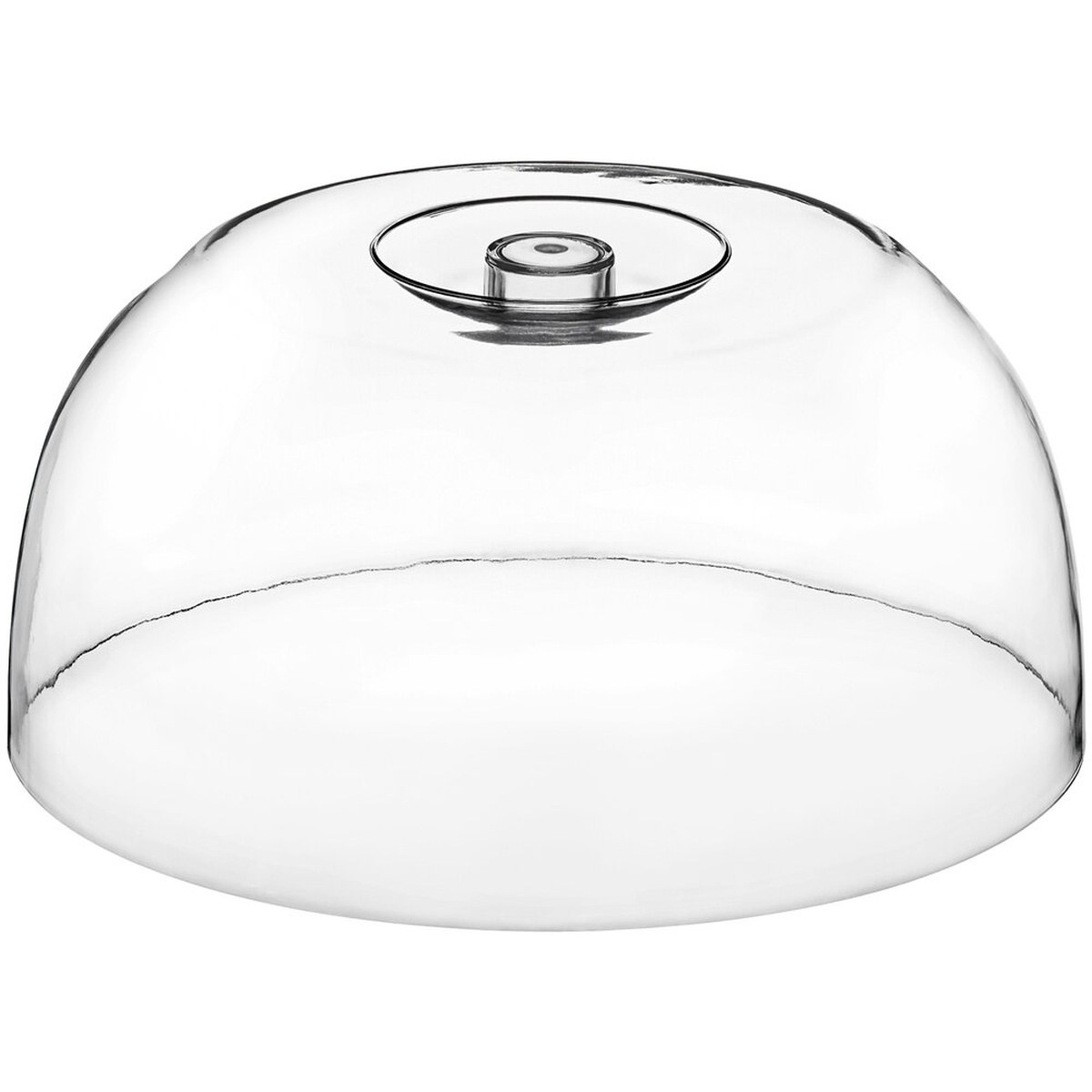 TableCraft PCD1 clear dome cake cover with integrated handle on white background