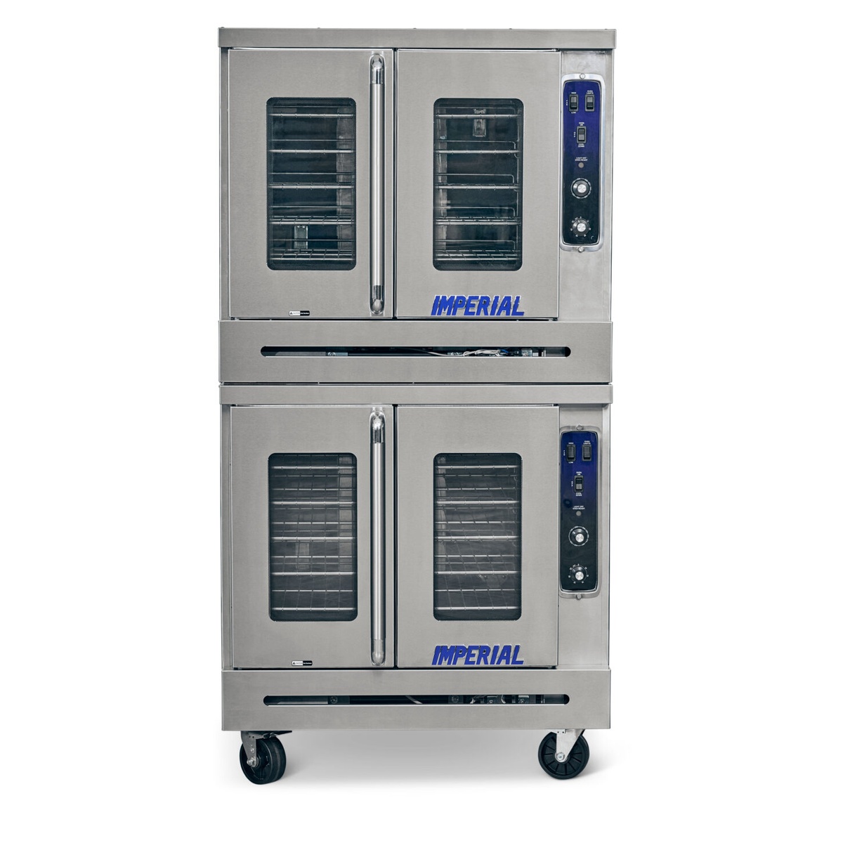 Imperial PCVG-2 double-deck gas convection oven front view with two compartments and windowed doors