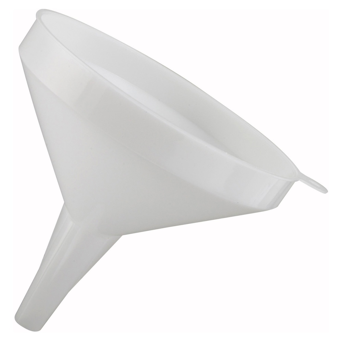 Winco PF-32 white plastic funnel with wide 6.25-inch diameter opening and narrow neck spout