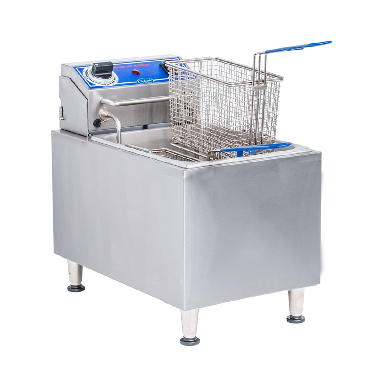 Globe PF16E stainless steel countertop electric fryer with fry basket