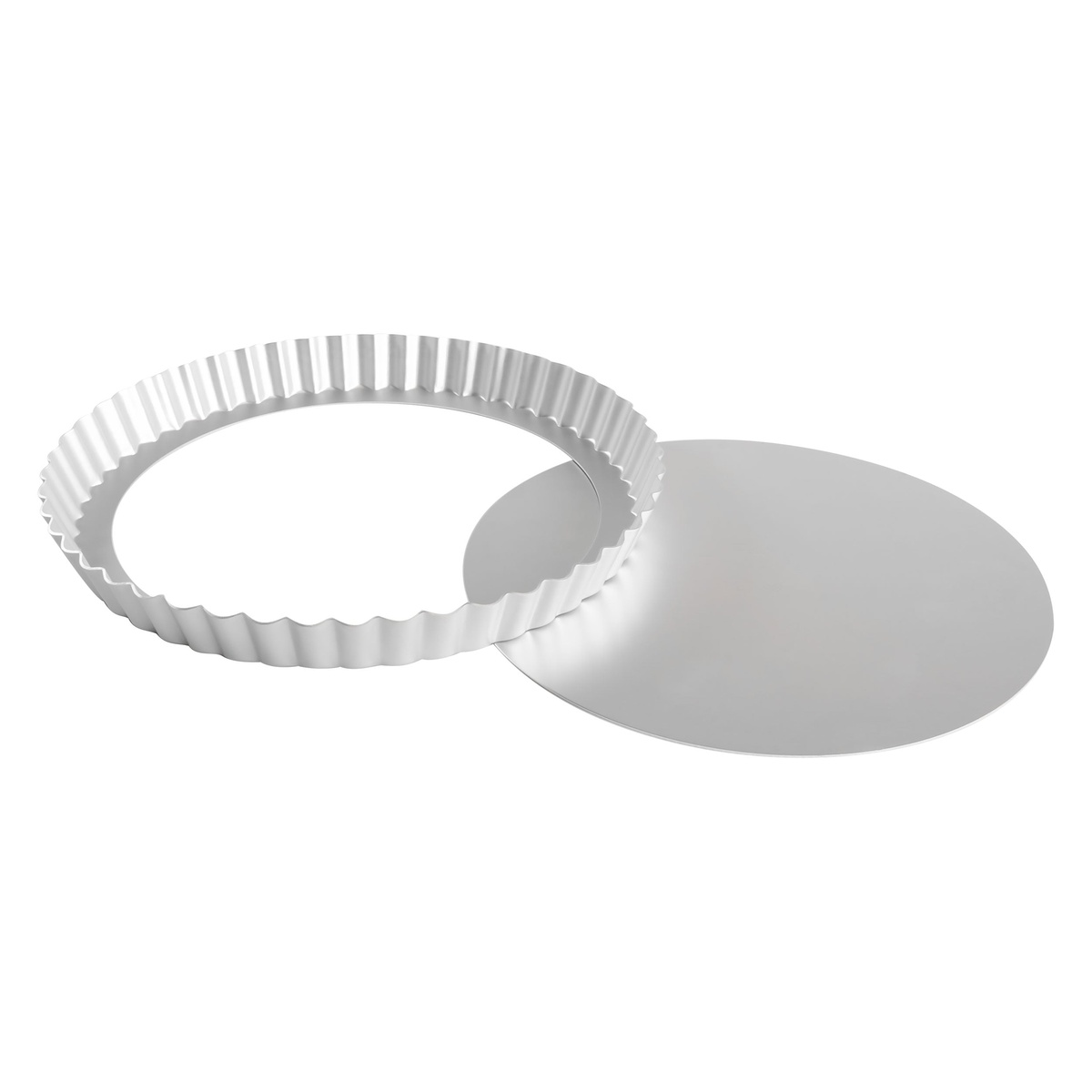 Fat Daddios PFT-102 fluted round tart pan with removable bottom disc separated