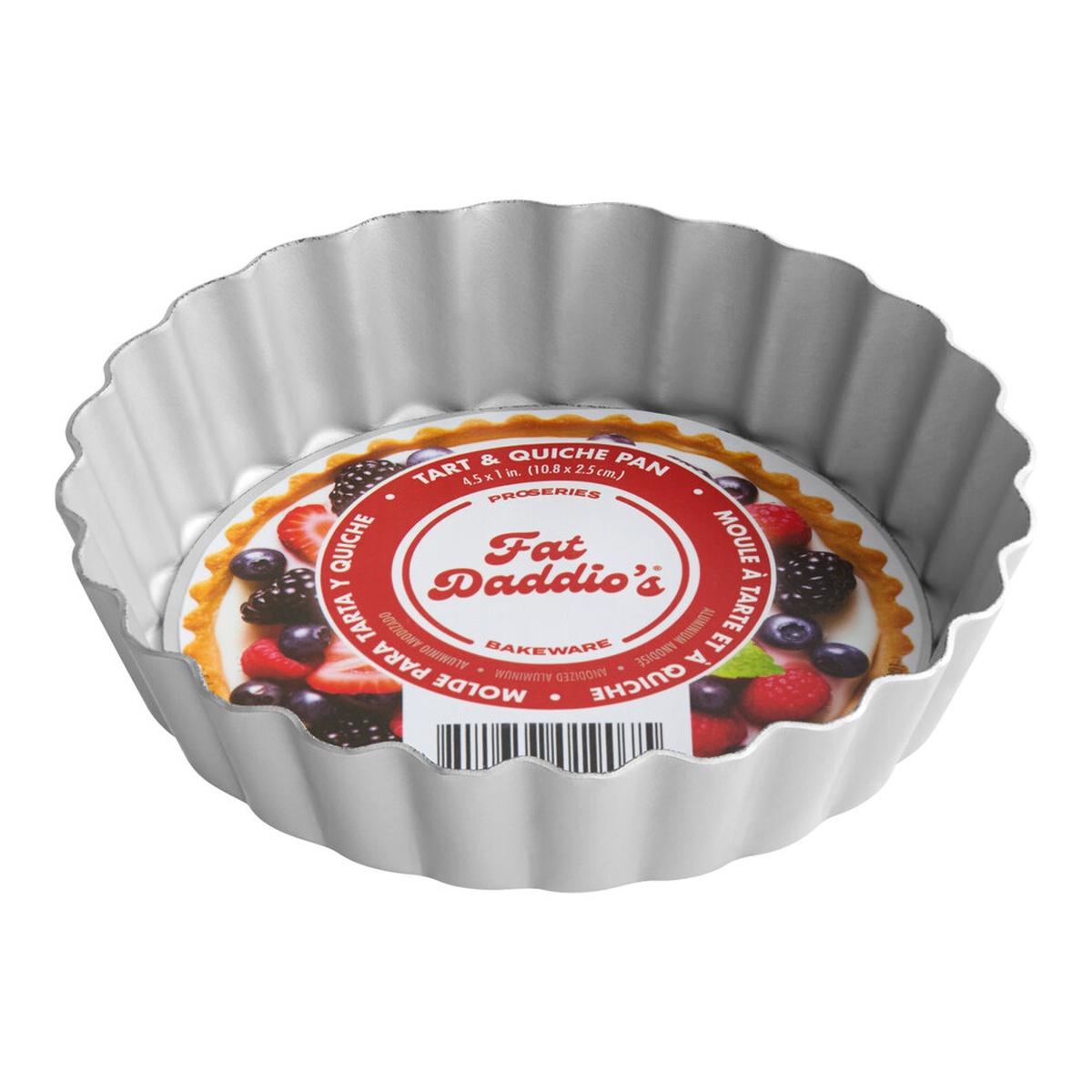 Fat Daddio's ProSeries 4.5 x 1 inch round anodized aluminum tart and quiche pan with fluted edges