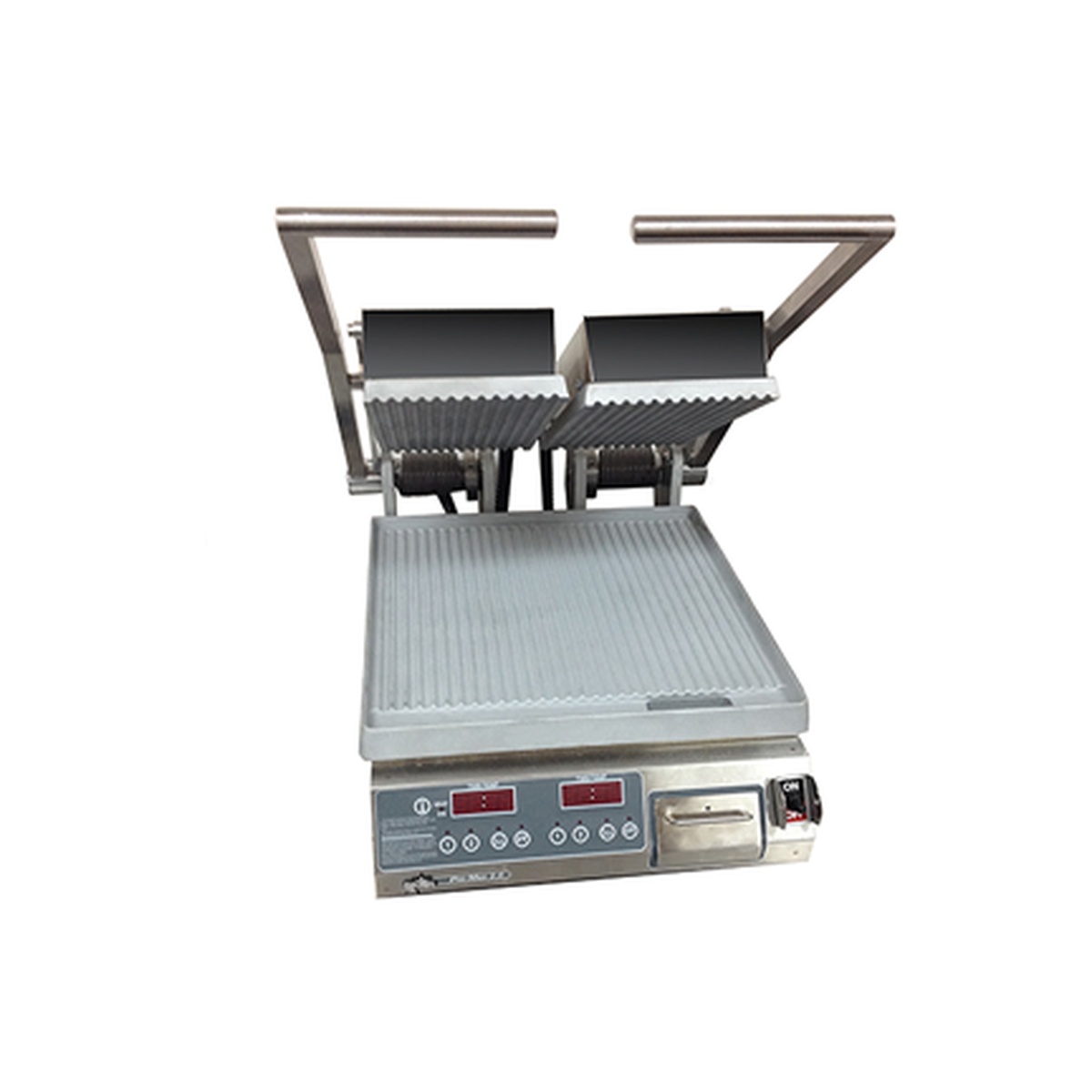 Star PGT14D split-top panini grill with grooved aluminum platen surfaces
