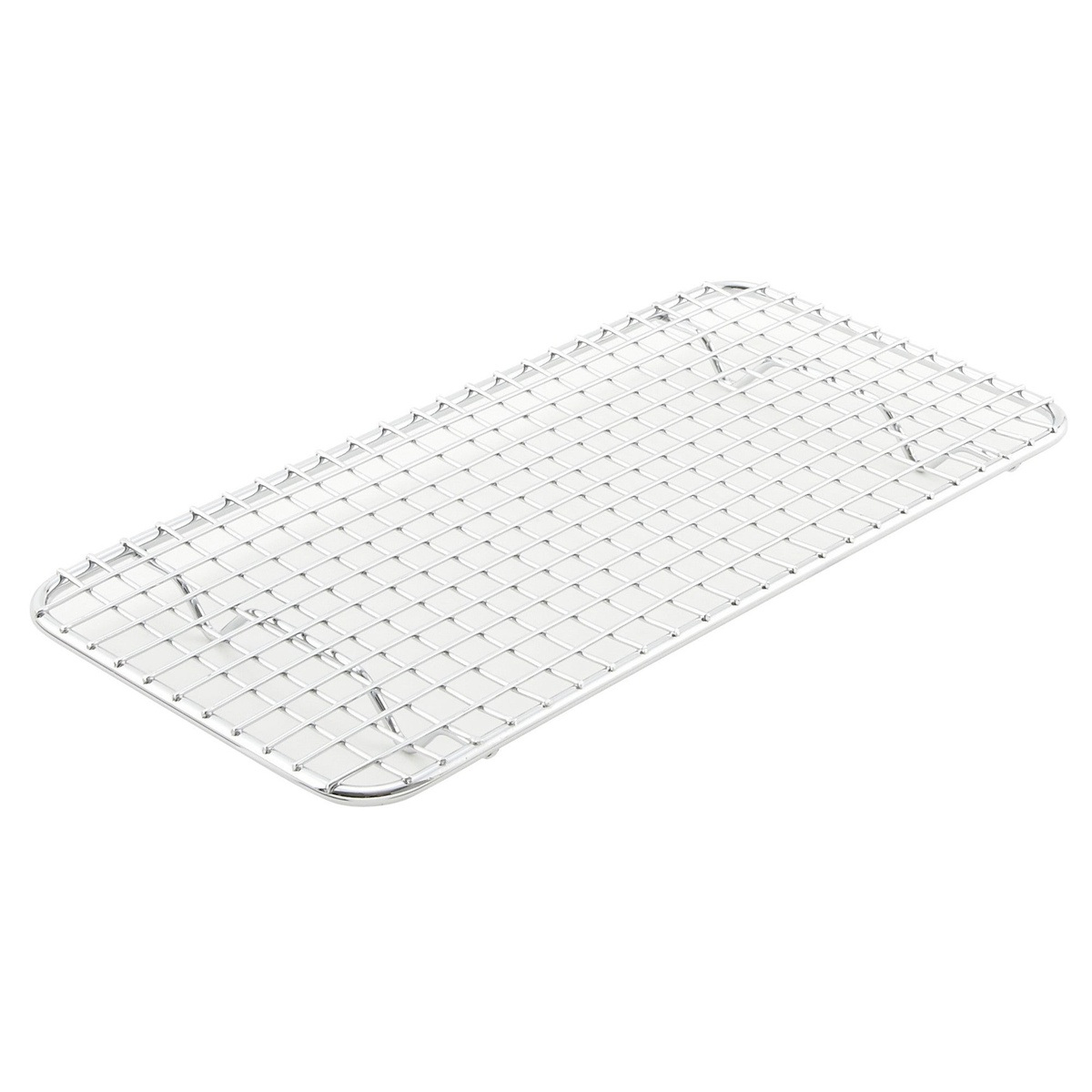 Winco PGW-510 chrome-plated wire pan grate for third-size steam pan, rectangular grid with rounded corners and raised feet