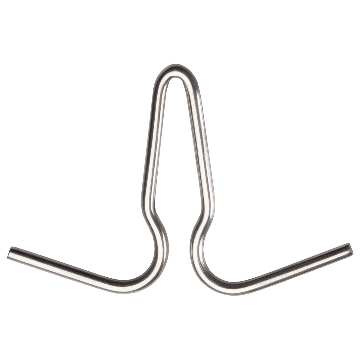 Winco PH-2 stainless steel double pot hook with two outward-facing prongs on white background