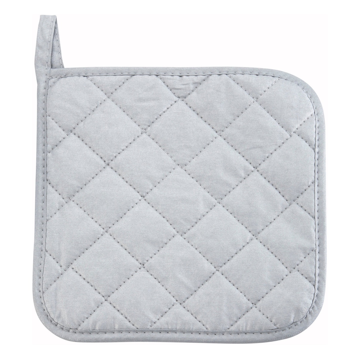 Winco PH-8S gray quilted cotton and silicone square pot holder, 8 x 8 inches
