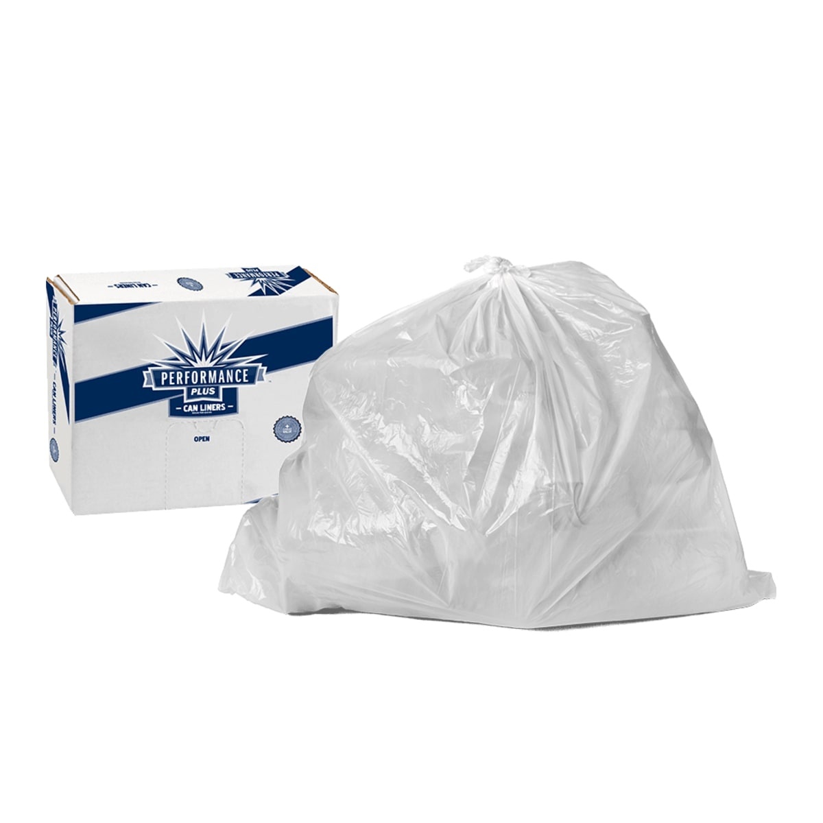 Performance Plus PH404816N high-density can liner with branded case box