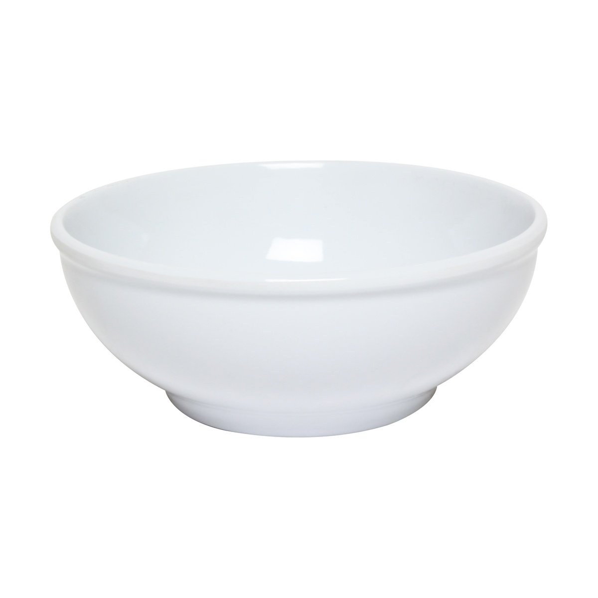 Thunder Group PH5005TW 19 oz Imperial White round melamine pho noodle bowl, side view on white background